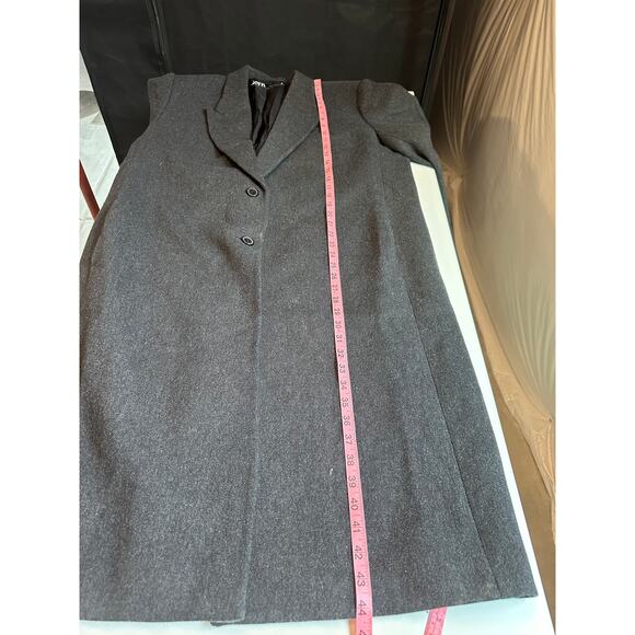 Zara Womens Long Wool Coat Size XL Gray Minimalist Old Money Academia Office NEW - Picture 9 of 11